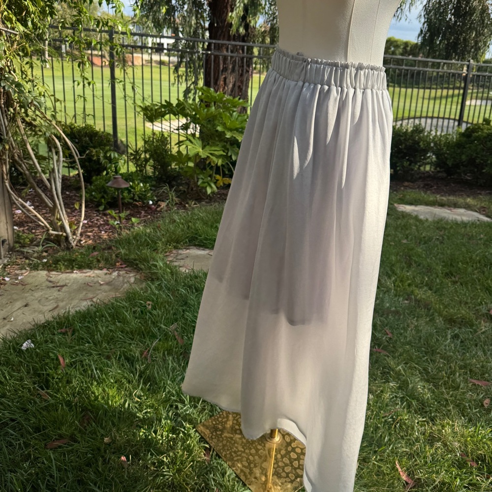 Silver Asymmetrical A-Line Midi Skirt